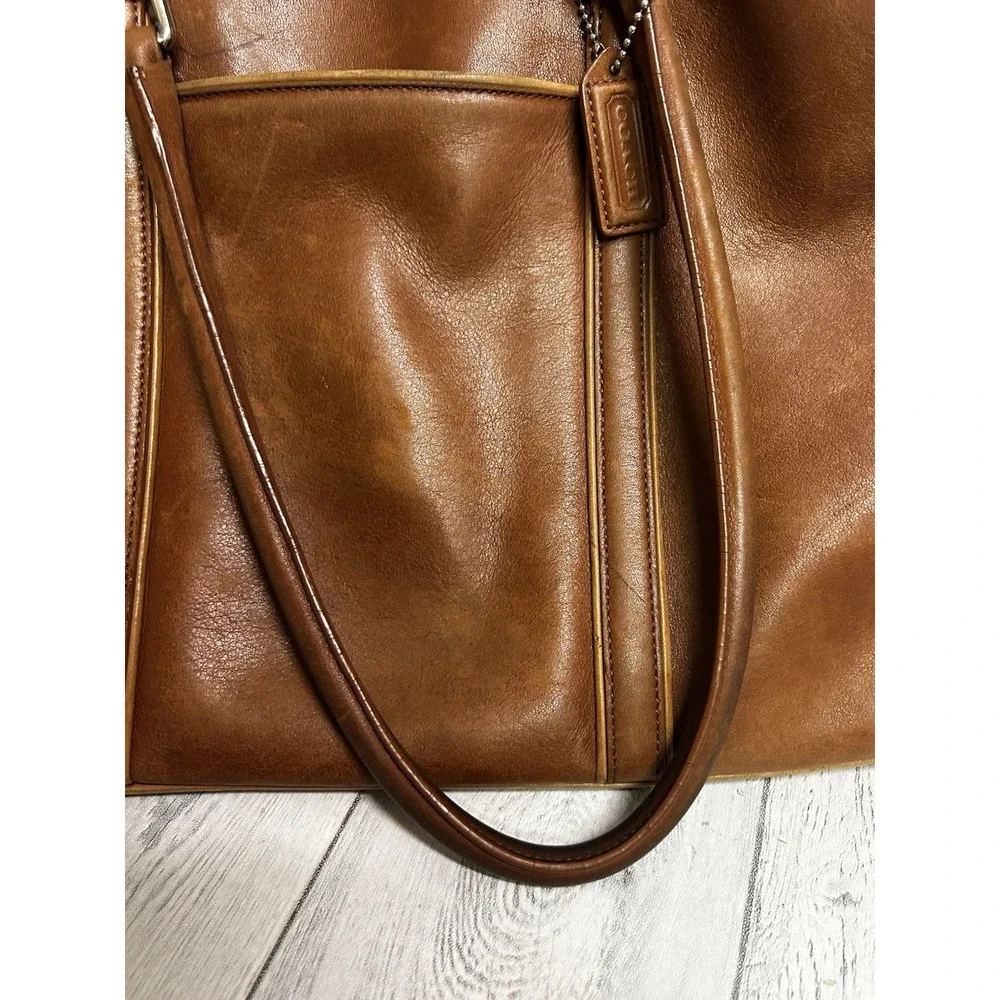 Vintage Coach Hampton Brown Leather Tote Bag 7515 Needs Restoring